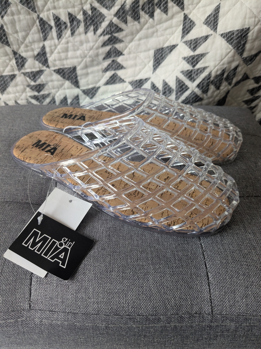 MIA Clear Lattice Slip-On Sandals with Cork-Effect Footbed